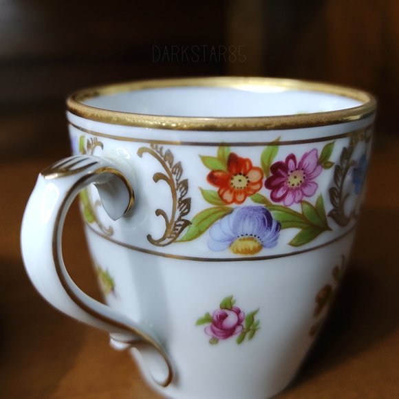 Schumann Bavaria Germany Empress Dresdner Flowers Demitasse Teacup & Saucer - Picture 4 of 9